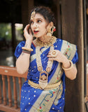 Mor Popat Semi Paithani Saree- NB14 O