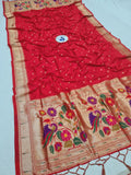Paithani Dupatta Red - Golden Zari Weaving NB 11 A