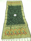 Shankari Paithani Dupatta - Green & Golden Zari Weaving NB24  E