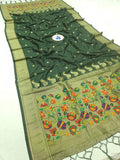 Shankari Paithani Dupatta - Green & Golden Zari Weaving NB24  E