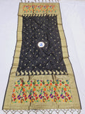 Shankari Black Paithani Dupatta - Golden Zari Weaving NB24 G