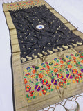 Shankari Black Paithani Dupatta - Golden Zari Weaving NB24 G