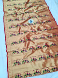 Paithani Blouse Fabric - Superior Quality, Red & Golden Zari- 1 Meter PZF1 H