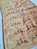 Paithani Blouse Fabric -Soft Golden Zari Fabric- 1 Meter PZF1 I