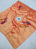 Paithani Blouse Piece - Red & Golden Zari -1 Meter PZF1 P