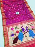 Fancy pallu Paithani Chop Border- 100 % Natural Silk & Handmade saree
