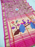 Fancy pallu Paithani Chop Border- 100 % Natural Silk & Handmade saree