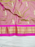 Fancy pallu Paithani Chop Border- 100 % Natural Silk & Handmade saree