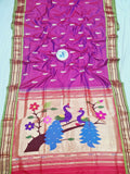 Fancy pallu Paithani Chop Border- 100 % Natural Silk & Handmade saree