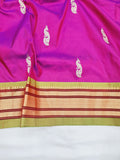Fancy pallu Paithani Chop Border- 100 % Natural Silk & Handmade saree