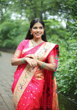 Mor Popat Semi Paithani Saree- NB14 B