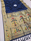 Mor Popat Semi Paithani Saree- NB14 D