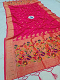 Shankari Paithani Dupatta - Pink & Golden Zari Weaving NB24  B