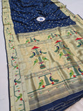 Mor Popat Semi Paithani Saree- NB14 O