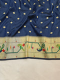Mor Popat Semi Paithani Saree- NB14 O