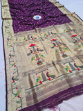 Mor Popat Semi Paithani Saree- NB14 R