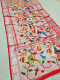 Sharanya Paithani Dupatta - Red Silver NB53 I