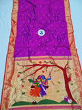 Radha Krishna Single Muniya Paithani - 100 % Pure Silk & Handwoensaree