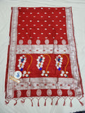 Nath Pallu - Silver Muniya Border Semi Paithani Saree
