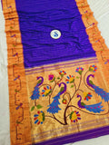 Mor Popat Brocket Paithani Sarees With Blouse Piece - 100 % Natural Silk & Handmade saree