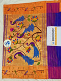 Mor Popat Brocket Paithani Sarees With Blouse Piece - 100 % Natural Silk & Handmade saree