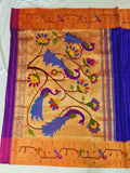 Mor Popat Brocket Paithani Sarees With Blouse Piece - 100 % Natural Silk & Handmade saree