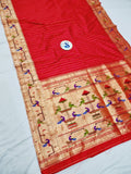Mor Popat Brocket Paithani Sarees With Blouse Piece - 100 % Natural Silk & Handmade saree