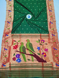 Mor Popat Brocket Pure Paithani Saree - 100 % Pure Silk & Handmade saree