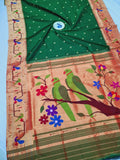 Mor Popat Brocket Pure Paithani Saree - 100 % Pure Silk & Handmade saree