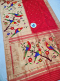 Halfallover American Parrot Paithani - 100 % Pure Silk & Handmade saree