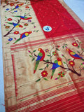 Halfallover American Parrot Paithani - 100 % Pure Silk & Handmade saree