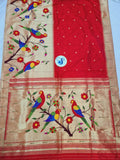 Halfallover American Parrot Paithani - 100 % Pure Silk & Handmade saree