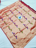 Paithani Blouse Piece - 100 % Natural Silk + zari & Handmade- Pre-booking only