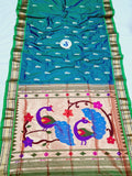 Fancy pallu Paithani Chop Border- 100 % Natural Silk & Handmade saree