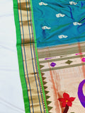 Fancy pallu Paithani Chop Border- 100 % Natural Silk & Handmade saree