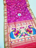 Fancy pallu Paithani Chop Border- 100 % Natural Silk & Handmade saree