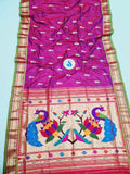 Fancy pallu Paithani Chop Border- 100 % Natural Silk & Handmade saree