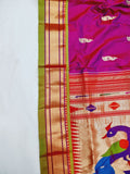 Fancy pallu Paithani Chop Border- 100 % Natural Silk & Handmade saree