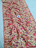 Paithani Blouse Piece- Red Golden Zari fabric- 1 Meter PF1 K