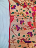 Paithani Blouse Piece- Red Golden Zari fabric- 1 Meter PF1 M