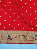 Paithani Blouse Piece fabric Red- 1 Meter PF1 Q