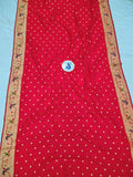 Paithani Blouse Piece fabric Red- 1 Meter PF1 Q