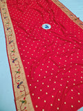 Paithani Blouse Piece fabric Red- 1 Meter PF1 Q