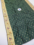 Paithani Blouse Piece fabric Green- 1 Meter PF1 R
