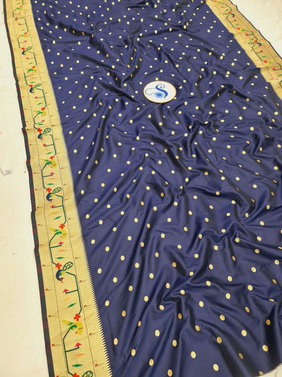 Paithani Blouse Piece fabric Blue- 1 Meter PF1 S