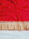 Red Single Muniya Pure Paithani - 100 % Pure Silk & Handwoensaree