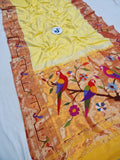 Mor Popat Brocket Pure Paithani Saree - 100 % Pure Silk & Handmade saree