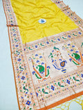 Shankari Brocket Big Border Paithani Saree- Yellow MB7 I Soft