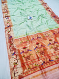 Mor Popat Brocket Pure Paithani Saree - 100 % Pure Silk & Handmade saree