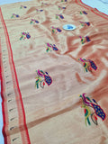 Paithani Blouse Fabric - Red & Golden Zari- 1 Meter PZF1 G